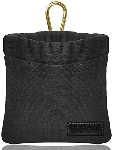 Sheryl&Rain Small Dog Treat Bag, Waterproof Puppy Dog Training Pouch with Closure, Hands-Free Training Dog Treat Pouch, Includes Carabiner, for Pet Puppy Walking, Travel or Outdoor Use (Black)