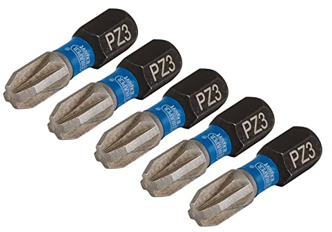 Draper 04975 PZ-Type Impact Screwdriver Bits, No.3 x 25mm (Pack of 5)