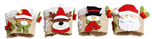 2022 Weihnachten Weihnachts-Becherbezug Weihnachten Schneemann-Becherbezug Grundfarbe Leinen mit Spitze Eierwärmer Klein (Multicolor, One Size)