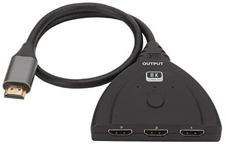 8K 3 in 1 Out HDMI Splitter, 8K HD 1080P Multimedia Interface Switch, 60Hz Support HDR 10 HDCP 2.3 HD Multimedia Interface 2.1 Splitter mit LED-Anzeige für, Plug and Play