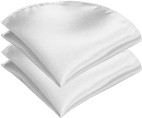 dancepandas Einstecktuch Weiss, 2PCS Stofftaschentücher Herren Taschentücher Einfarbig für Hochzeit,Party-Weiß,22x22 cm