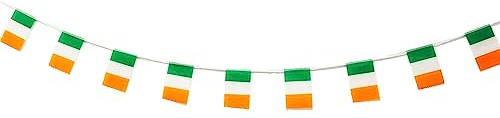 Pandiui23 Irland Flagge Girlande 40 Stück 11.4M Wimpelkette Nationalflagge Europäische Flaggen 14x21 (Irland) aus Polyester, Rechteckig, Grün