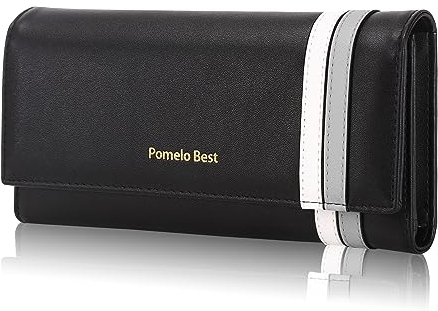 Pomelo Best Geldbörse Damen Portemonnaie Damen Gross RFID Blocker Schlanke Brieftasche mit Vielen Kartenfächer und Münzfach