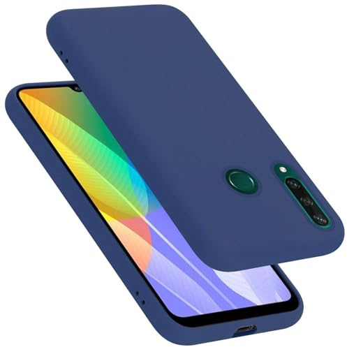 Cadorabo Hülle kompatibel mit Huawei Y6P Hülle Silikon Handyhülle für Y6P Case aus flüssigem Silikon- Kratzfeste und stoßfeste dünne TPU Schutzhülle - Liquid BLAU