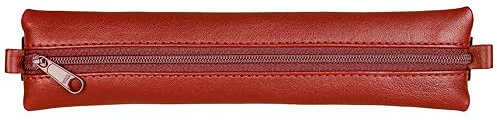 Clairefontaine 77038C - Schlampermäppchen Age Bag, flach, aus Leder, ideal für Notizbuch, 20x4,5 cm, Rot, 1 Stück