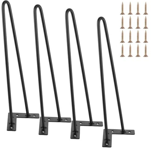 ZOFUN Lot de 4 Meubles Pieds de Table en Métal, 40 cm en Épingle à Cheveux pour Chaise, Bureau - Fer Forgé Épaisseur
