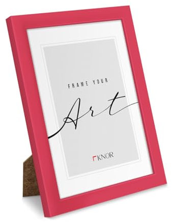 Knor Bilderrahmen 10X15 cm Rosa, Bilderrahmen, Fotorahmen, bruchsicheres Acrylglas, Picture Frame 10x15, zum Aufhängen & Aufstellen, Kunststoffrahmen, Wand- und Tischaufstellung