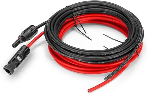 ANFIL 6mm2 / 10AWG Cable de Extensión del Panel Solar, con Conectores Hembra y Macho (3m rojo + 3m negro)