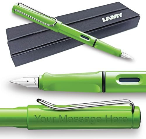Fountain Pen Lamy Safari - Personalised with Engraving (Green, 1.1mm Italic Nib)