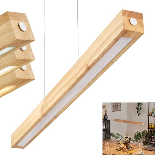 LED Pendelleuchte Carbellino, dimmbare Hängelampe aus Metall/Holz/Kunststoff in Schwarz/Naturfarben/Weiß, skandinavisches Design, Höhe max 150cm, Touchdimmer, LED 20 Watt, 3000-6000 Kelvin, 2100 Lumen