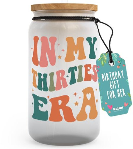 KLUBI In My 30s Era Glass - 30th Birthday Gifts for Her In My Thirties Era 16 Ounce Glass Cup Birthday Gift for Women Gifts for Women 30s Happy 30th Birthday Decorations for Her 30 Birthday Cup