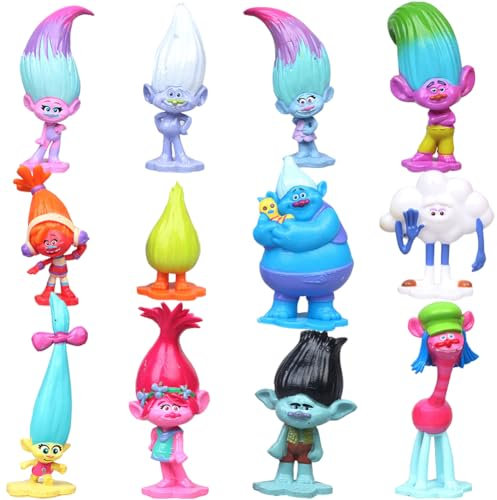 OVYALCJ Trrolls Toys Figures Trrolls Cake Toppers Figures Mini Trrolls Figures Trrolls Cartoon Figures for Cake Decorations Party Supplie Gifts for Girls Boys