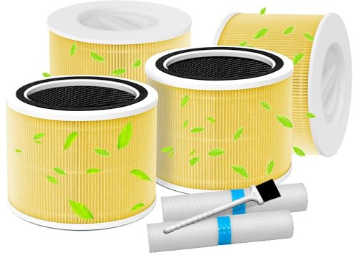 Core 300 Pet Care Replacement Filter for LEVOIT Core 300 and Core 300S Air Purifier, 3-in-1 H13 True HEPA, High-Efficiency Activated Carbon, Compared to Part # Core 300-RF-PA, Yellow(4 Pack)