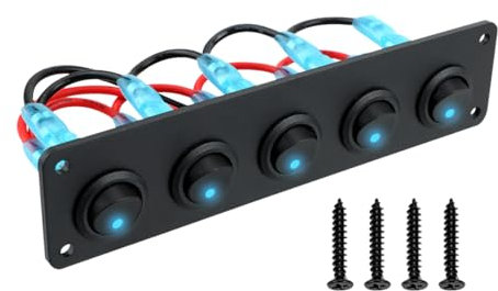 CGEAMDY Empfindlich Auto Kippschalters Panel Runden, 12v Led Kippschalter Panel Wippschalter Kippschalter, Auto Kippschalter Panel 12v Runden, On-Off Schalter Panels Für Auto Boot Yacht Abdichtung