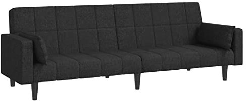 HETFTJN Koltuk Takimi Schlafsofa Bigsofa Camping Sofa - Schlafsofa 2-Sitzer mit 2 Kissen Schwarz Stoff für Hotelzimmer Schlafzimmer Relaxationsraum Jugendzimmer
