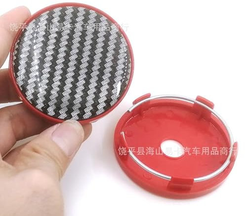KDUSNA 4 Stück Nabendeckel 60mm, Radnabenkappen für BMW 1er 5-Door E87 F21 F40 F70, Carbon Fiber Hub Cap Nabenkappen Wheel Caps Radnabenabdeckun,C red-60mm