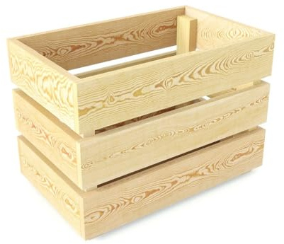 Lermowood Holzkisten Box0422 25 x 40 x 28cm Natur | Dekokisten aus Holz Massive Holzkiste Regalkiste Weinkiste