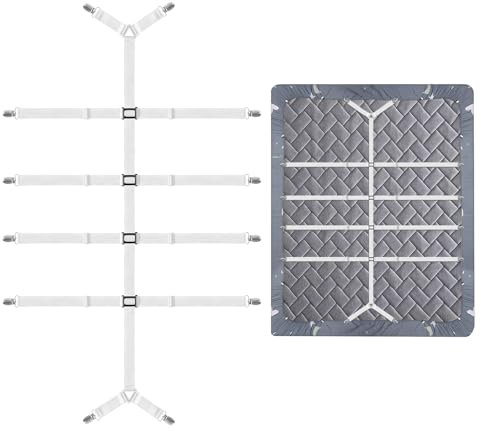 Tendeur de Drap réglable, Support de Drap avec Clips métalliques, Sangles Support de Drap, tendeur Drap Housse, Convient à Tous Les draps, draps-Housses, Matelas