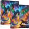 Dragon Tiger Fight 3,8 cm Ordner mit 3 Ringen, Basic Binder Notizbuch mit rutschfestem Metallclip, runde Ringbücher für Schulbedarf, 2 Stück