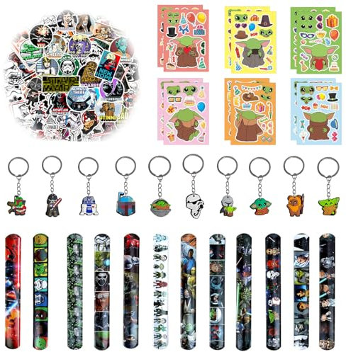 84PCS Regalo di Compleanno, Bomboniere per Feste di Compleanno Decorazioni Bambino, 12 Puzzle Adesivi, 10 Portachiavi, 12 Braccialetti, 50 Adesivi per Bambini, per Feste, Party, Compleanni