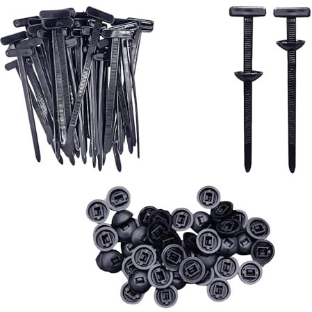 atnayo 100 Pcs Cable Tie Buckle, Heavy Duty Self-Locking Nylon Universal Cable Tie Buckle, Durable Multipurpose Button Head Zip Ties