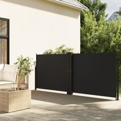 Générique Auvent latéral rétractable Noir 140x1000 cm,Parasols & voiles d'ombrage,14.5KG-4004714