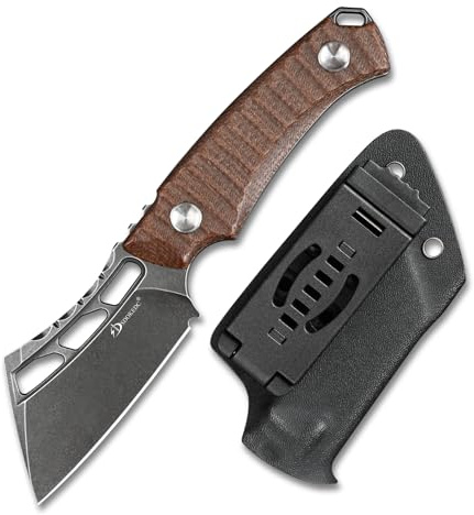 SDOKEDC knives DC53 Stahl Outdoor Messer Survival Feststehende Klinge mit Kydex Scheide für Männer EDC, Scharfe Jagdmesser，Schnitzmesser, kampfmesser,Angelmesser (Schwarze Steinwäsche)