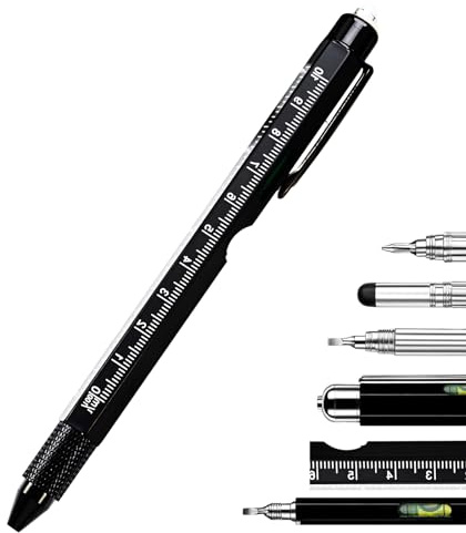 Gifts for Men, 9 in 1 Multi Tool Pen with LED Light, Screwdriver, Stylus, Ruler, Level, Corkscrew, Cool Gadget for Him, Stocking Fillers, Mens Birthday Gifts, for Dad, Husband, Boyfriend
