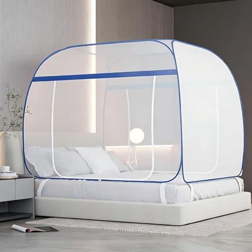 Moustiquaire pour lit déployable, 180 cm x 200 cm, moustiquaire pour lit, moustiquaire portable, pour voyages, pliable, pour chambre, extérieur
