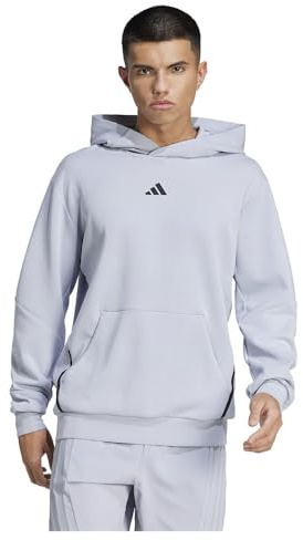 adidas Men's D4T Workout Hoodie Sweatshirt, halo silver, M Short