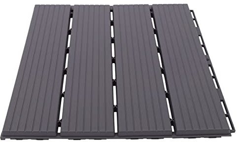 22er Set Terrassenfliesen Kunststoff Schwarz 30x30x1.6 cm Rutschfeste Klickfliesen mit Drainagefunktion für den Außenbereich, Balkon, Garten, Veranda