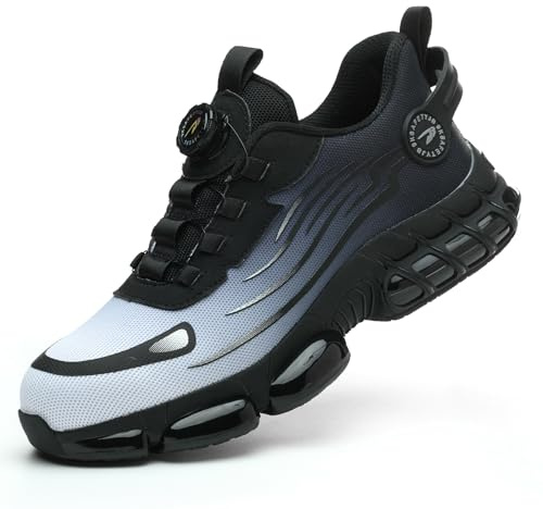 TBNOI Zapatos de Seguridad para Hombre Mujer Ligeros Zapatos de Trabajo | Zapatillas de Seguridad con Puntera de Acero, Comodo, Transpirable, Cámara de Aire, Calzado de Seguridad Deportivo