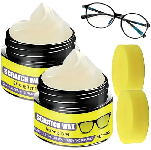 2PCS Eye Glass Scratch Remover,Eyeglass Scratch Remover Kit,Lens Grinding Repair Wax,Eyeglass Lens Enhancer,Glasses Scratch Remover Kit,Eyewear Polish Cleaner,Scratch Remover for Eyeglasses,Sunglasses