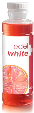 edel + white Fresh + Protect Mundspülung 400ml: Natürliche Schutzspülung ohne Alkohol, SLS-frei, Parabenfrei, Citrus-Geschmack für Erwachsene