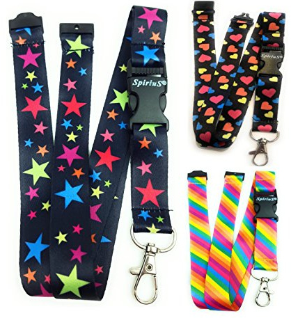SpiriuS 3 X Lanyard Neck Strap for Phone, ID Badge Holder, Key Holder keychain