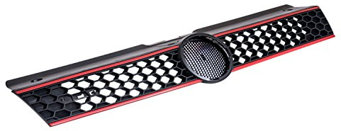 Kühler- Sport- Front- Rippen- Grill ohne Emblem Schwarz rote Streifen Eintragungsfrei