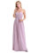 iEFiEL Elegant Damen Kleider festlich Cocktailkleid Chiffon Maxikleid Lang Brautjungfernkleid Abenkleider für Hochzeit Gr. 34-44 Z Dusty Rose 36-38