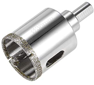 sourcing map Diamond Drill Bit 38mm Glass Hole Saw Core Drill Bit with Spotting Drill Bit for Ceramics Porcelain Tile Bottles Pots Brick