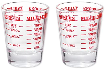 SCSpecial Verres à liqueur Tasse à mesurer 2 pièces en verre épais liquide 30 millilitres en verre à mesurer pour liquide