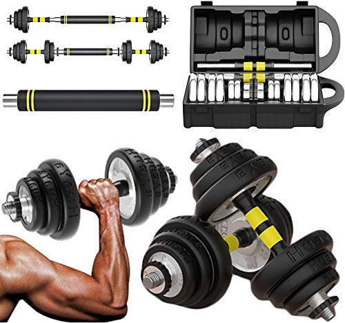 AKT Hantel Set (1 Paar) - 15/20 / 30KG Überzug Hantel & Langhantel Kombination Kit Einstellbares Gewicht zum Home Gym Workout Fitness Bodybuilding-Ausrüstung, Kofferpaket,2x15kg