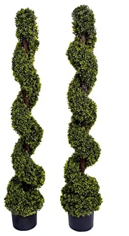 2 x GreenBrokers Artificial Spiral Boxwood Topiary Trees 5ft/150cm