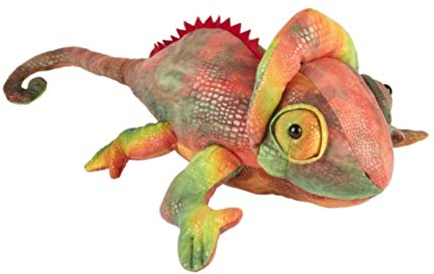 Suma Collection Stofftier Chamäleon - Kuscheltier Eidechse aus Plüsch - Grün, Gelb, Orange - 28 cm