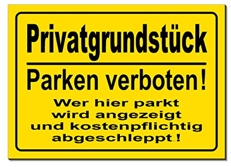 Privatgrundstück-Wer hier parkt wird kostenpflichtig abgeschleppt + angezeigt-Schild-Aluminium Verbund-300 x 200 x 3 mm-Verbotsschild-Warnschild-Hinweisschild-Türschild (1256 mit Löcher)