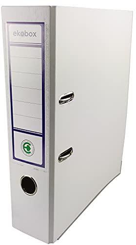 Netuno 1x Akten-Ordner Weiß DIN A4 Ekobox 2-Ring-Mechanik Ringorder a4 8cm Kunststoff Ordner a4 breit Büroordner Plastikordner Briefordner a4 Ringmappe breiter Aktenordner PP-Ordner farbig