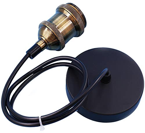 E27 Porte Lampe Suspension, E27 Pendentif Lampes Suspendues Accessoires, E27 Lampe Suspendue Accessoires Avec 1m Câble, pour Bar, Café, Magasin de Vêtements, Maison, Hôtel (Bronze Doré)