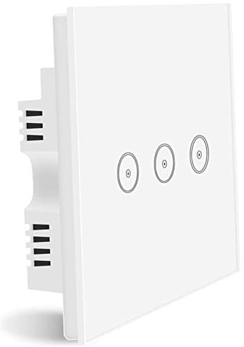 WiFi Smart Light Switch, 3 Gang Touch Wall Switch, Compatible with Amazon Alexa/Google Home, APP Remote/Voice Control, Timer, Neutral Wire Required, White
