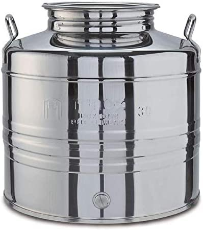 BELVIVERE CONTENITORE FUSTO BIDONE PER OLIO 15LT ACCIAIO INOX 18/10 CON RUBINETTO