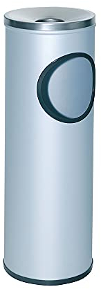 OFITURIA® Cenicero Papelera de Pie y Pared para Exterior Metálico 24 litros Color Plata Tapa de Acero Inoxidable