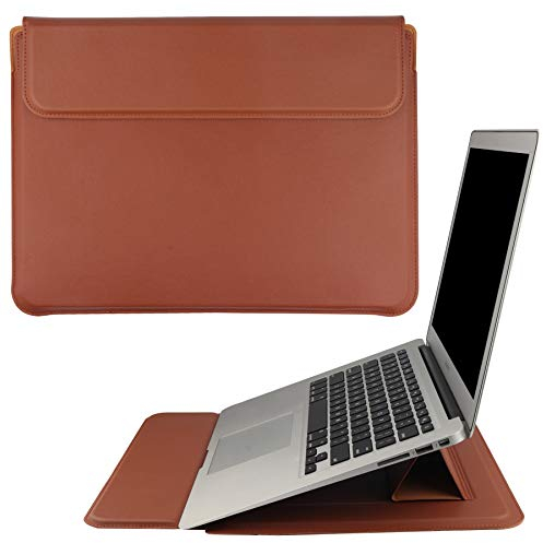 HoYiXi 14 Inch Laptop Sleeve Case PU Leather Case Compatible with New MacBook Pro 14 2021/ HUAWEI MateBook 14 2021/ HP Chromebook 14'' / Dell Latitude 14/13.5'' Surface Laptop 3, Sleeve Pouch Brown