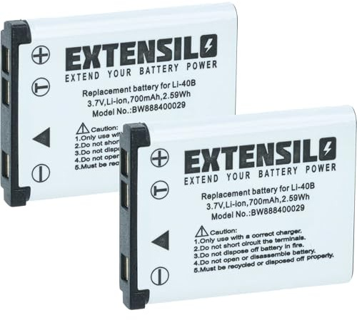 EXTENSILO 2X Akku kompatibel mit Aldi Traveler IS12, IS-12, SW12, SW-12, Touch one Kamera (700mAh, 3,7V, Li-Ion)